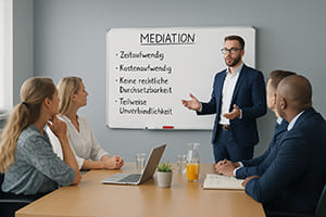 Mediator erklärt die möglichen Nachteile der Mediation