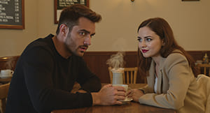 Zwei Personen im Gespräch verdeutlichen Kommunikation und Lügen im Alltag