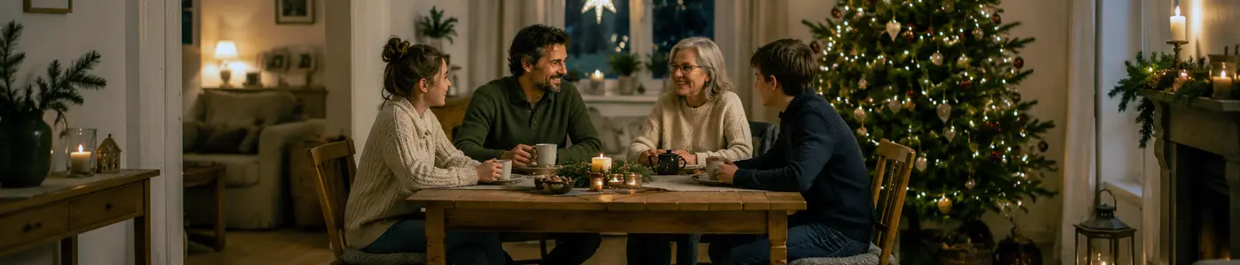 Familie verbringt entspannte Weihnachtstage gemeinsam – friedliches Weihnachtsfest mit Zeit für Gemeinschaft und Besinnung
