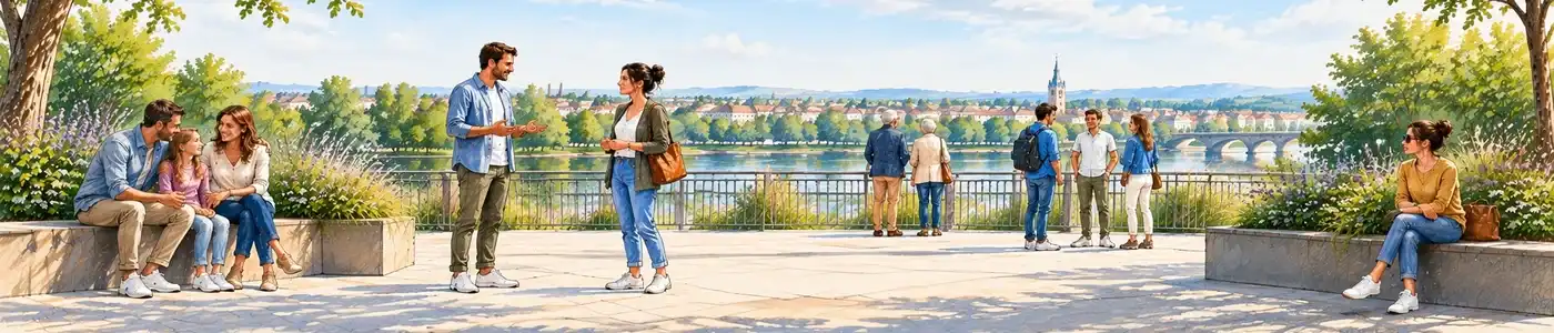 Menschen mit unterschiedlichen Abständen im öffentlichen Raum