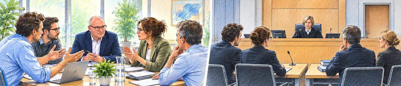 Mediation und Gerichtsverfahren im Vergleich