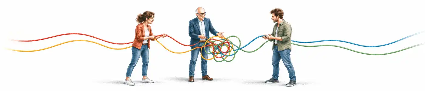 Mediator unterstützt Beteiligte dabei, einen Konflikt zu klären