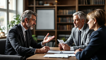 Mediator erklärt den Medianden das Recht in der Mediation